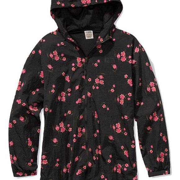 Victoria's Secret Pink Long Floral Bloom Cherry blossom Anorak Windbreaker Jacke - Picture 3 of 16